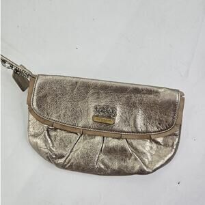 Coach Madison Metallic Embossed Leather Small Wristlet Bag Purse Elegant